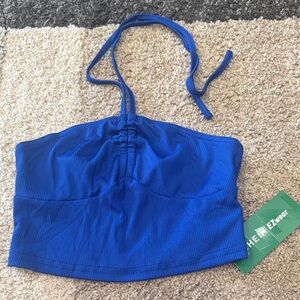 SHEIN Vibrant Blue Ribbed Halter Top